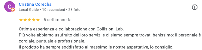 Recensioni Collisioni Lab Video Laboratory su Google - Casa di produzione video